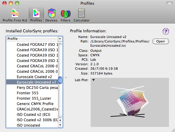 mac os x: gamut di profili con colorsync utility | colore digitale blog